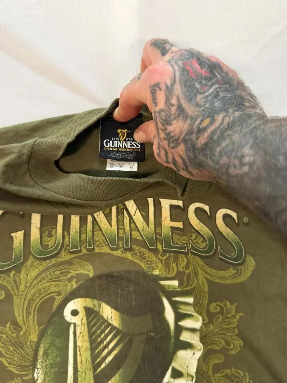 Guinness Official Merchandise Olive Green Bottle Cap Graphic T-Shirt